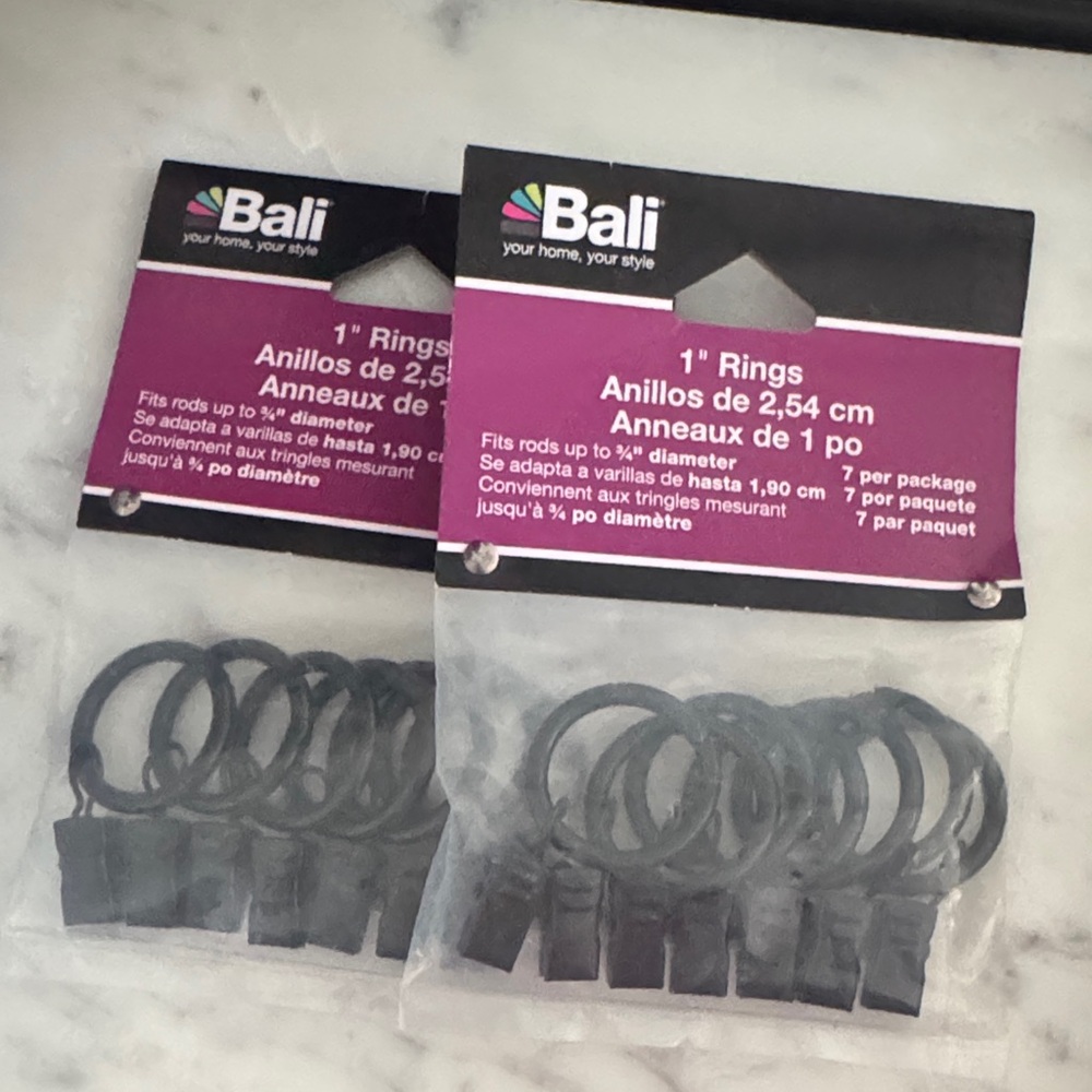 Bali Black 1" Curtain Rings